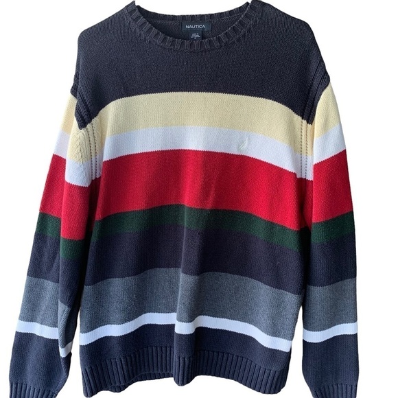 Nautica Other - Nautica Color Block Stripe Crewneck Mens Sweater Blokette